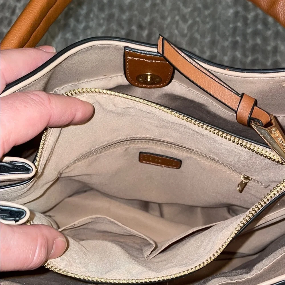 Anthropologie Dolce Vita‎ Vegan/Faux Leather Elegant Black and Tan Handbag.